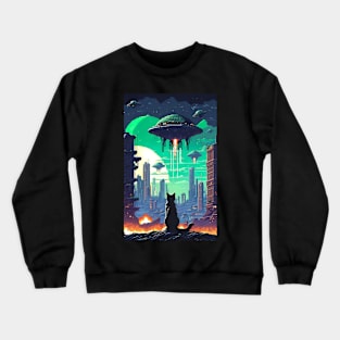 Pixel Art - City Cats (Aliens Invasion) Crewneck Sweatshirt